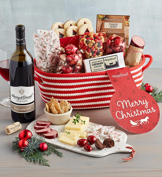 Merry Christmas Basket with Wine